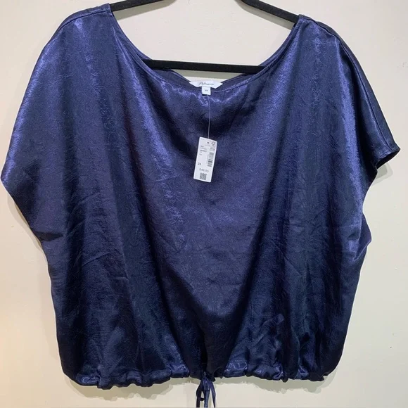 Elegant Blue Satin Top - Picture 2 of 10